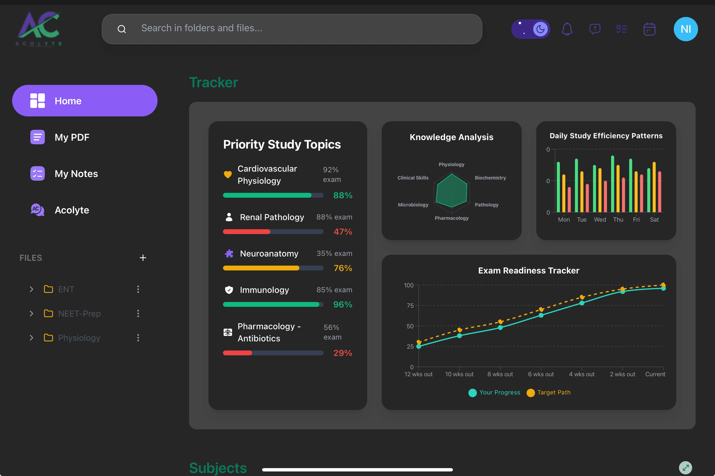 Dashboard Dark Interface
